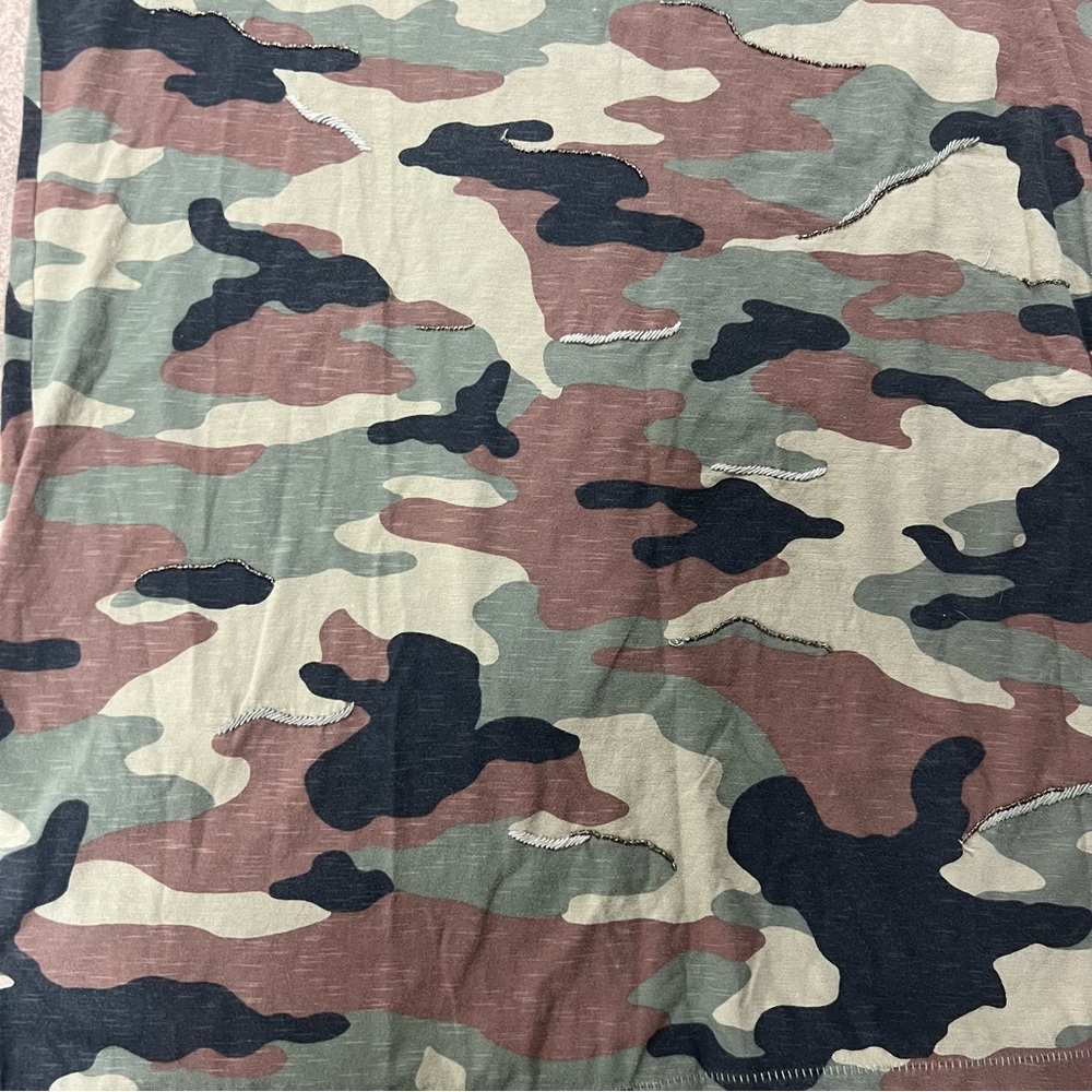 Polo Ralph Lauren Shirt Dress Knit Burnout Camouflage Beaded Woodland Camo XL - Picture 5 of 10